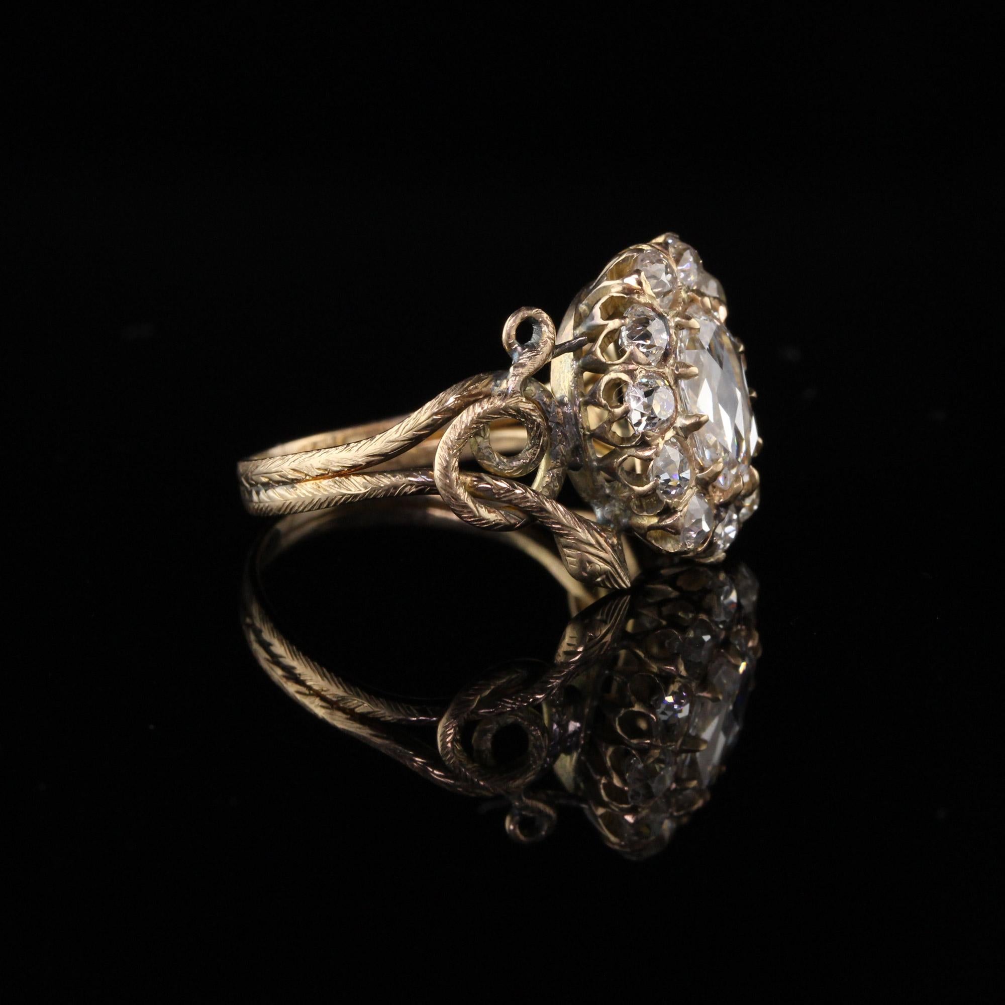 Antique Victorian 18 Karat Yellow Gold Rose Cut Diamond Engagement Ring 2
