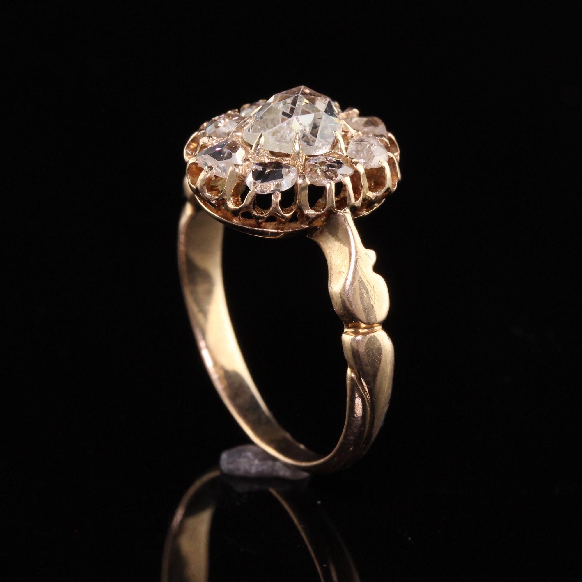 Antique Victorian 18K Yellow Gold Rose Cut Diamond Engagement Ring In Good Condition In Great Neck, NY