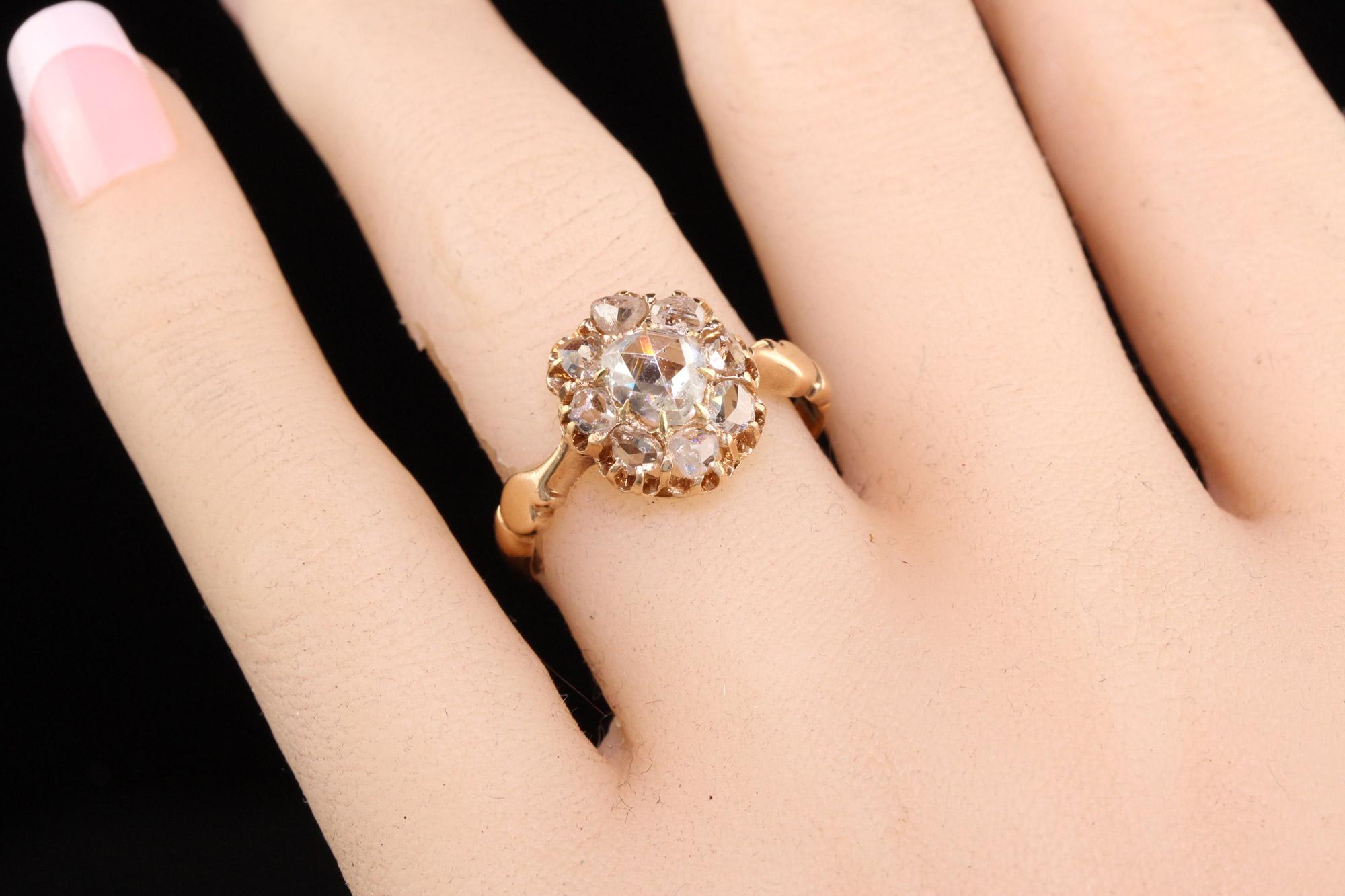 Women's Antique Victorian 18K Yellow Gold Rose Cut Diamond Engagement Ring