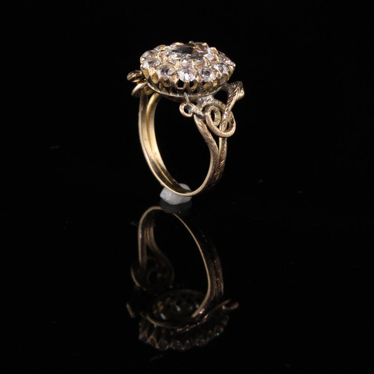 Antique Victorian 18 Karat Yellow Gold Rose Cut Diamond Engagement Ring ...