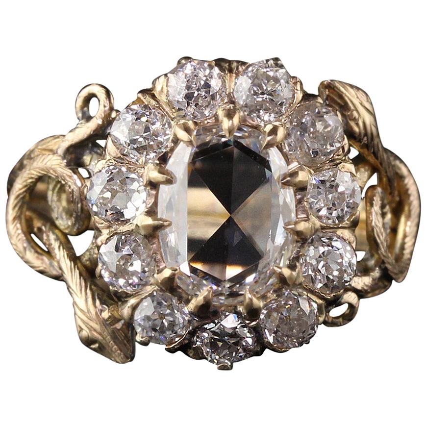 Antique Victorian 18 Karat Yellow Gold Rose Cut Diamond Engagement Ring