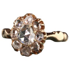 Antiker viktorianischer Verlobungsring aus 18 Karat Gelbgold mit Diamant im Rosenschliff