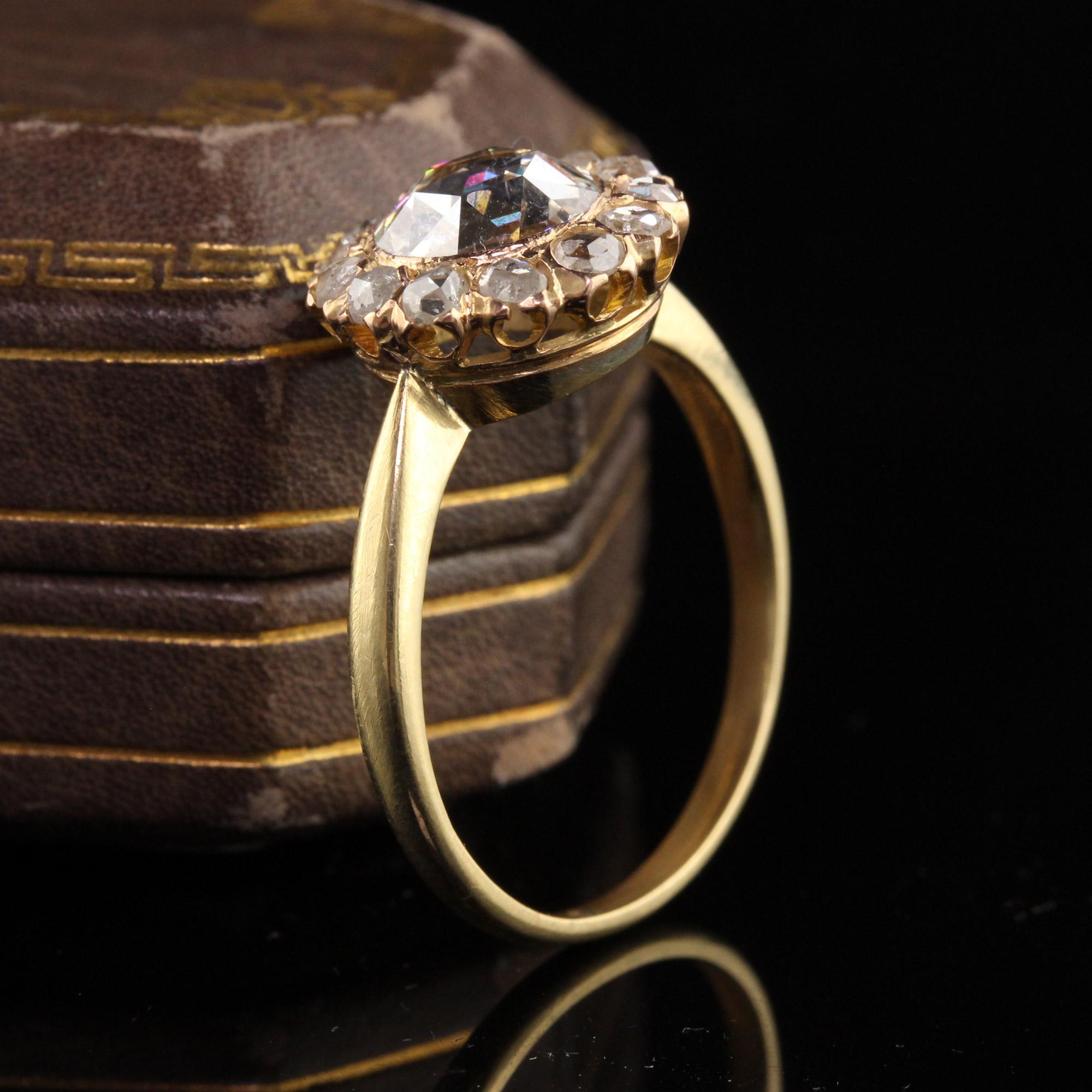 Antique Victorian 18K Yellow Gold Rose Cut Diamond Engagement Ring - GIA In Good Condition In Great Neck, NY