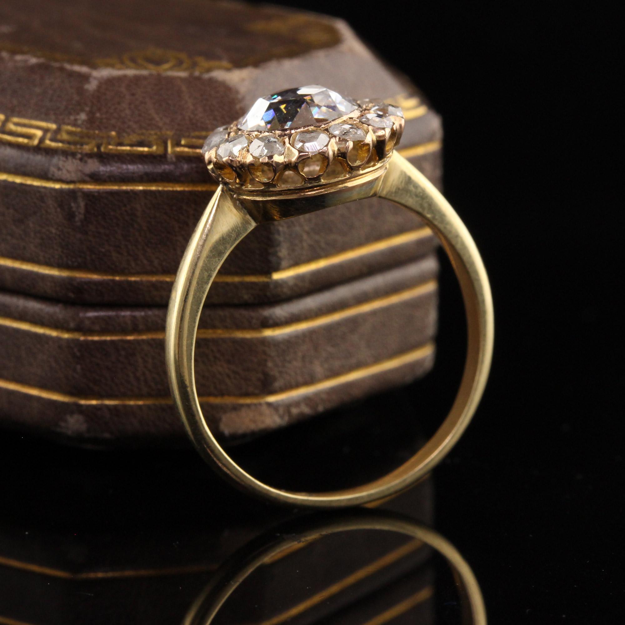 Women's Antique Victorian 18K Yellow Gold Rose Cut Diamond Engagement Ring - GIA