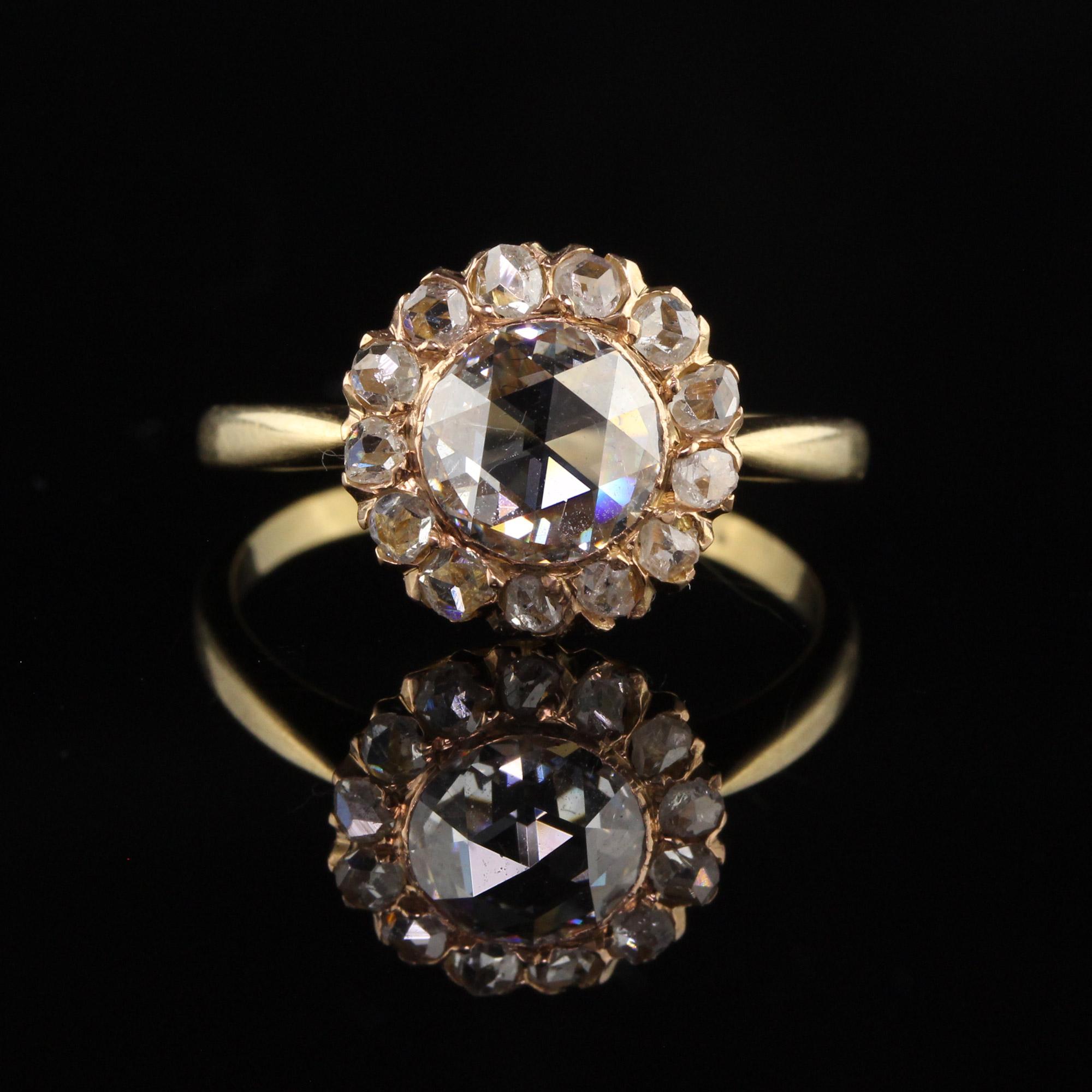 Antique Victorian 18K Yellow Gold Rose Cut Diamond Engagement Ring - GIA 1
