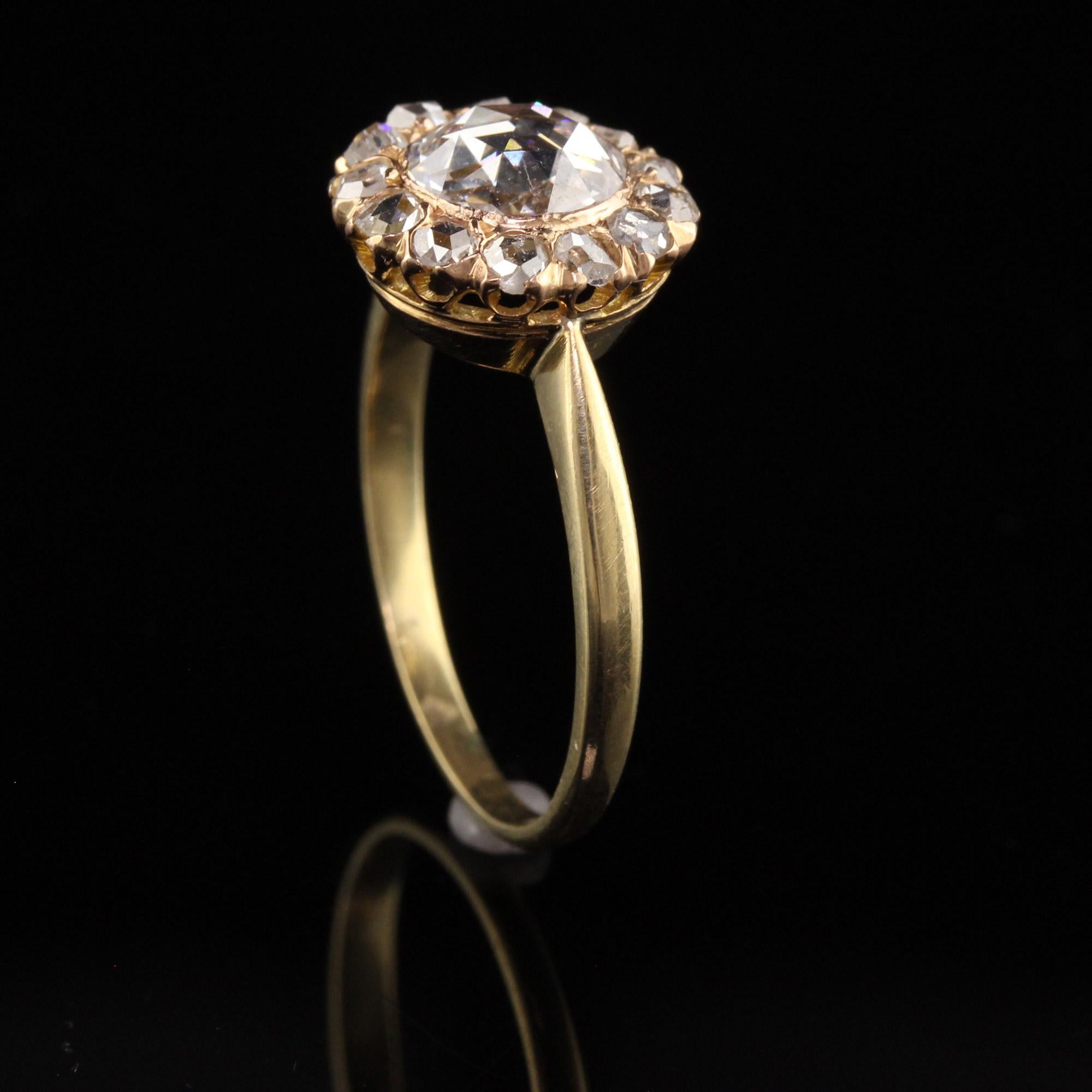 Antique Victorian 18K Yellow Gold Rose Cut Diamond Engagement Ring - GIA 3