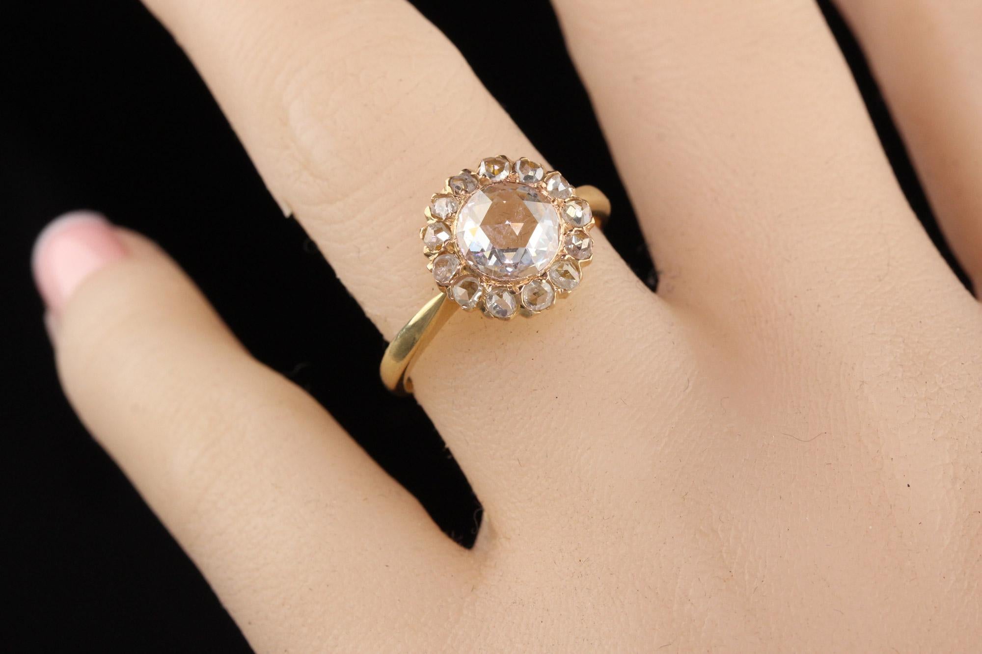 Antique Victorian 18K Yellow Gold Rose Cut Diamond Engagement Ring - GIA 4