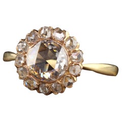 Antique Victorian 18K Yellow Gold Rose Cut Diamond Engagement Ring - GIA