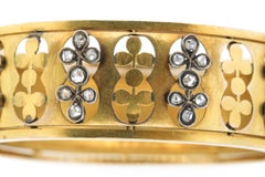 Antique Victorian 18  Karat Yellow Gold Rosecut Diamond Bangle Bracelet