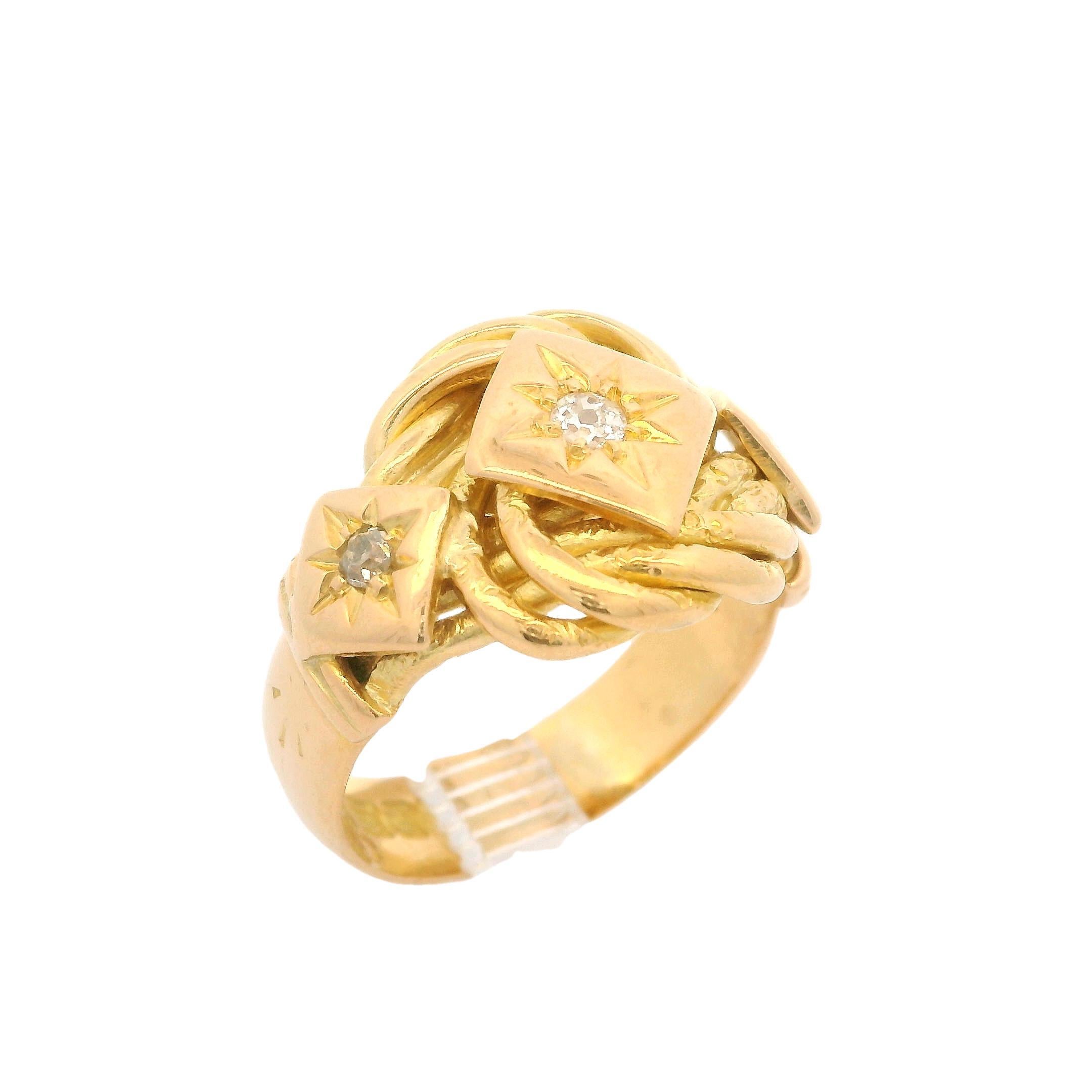 Antique Victorian 18k Yellow Gold Star Pave Diamond Twisted Wide Band Ring For Sale 5