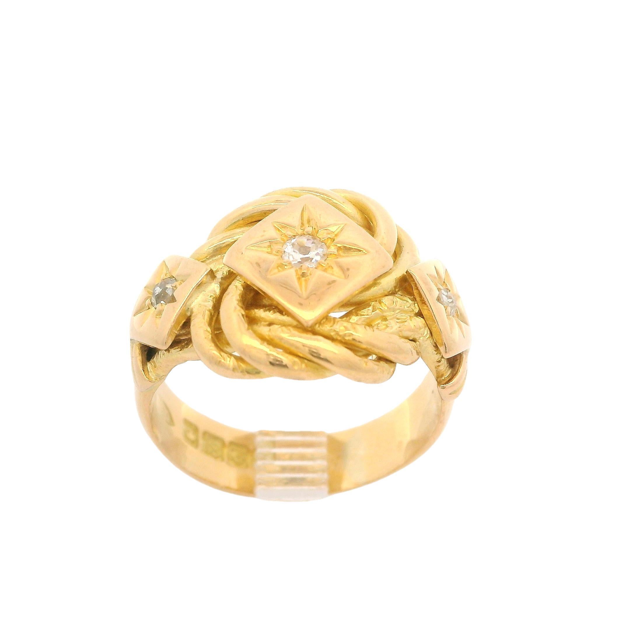 Antique Victorian 18k Yellow Gold Star Pave Diamond Twisted Wide Band Ring For Sale 4