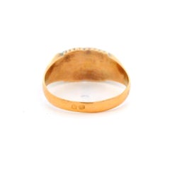 Antique Victorian 18k Yellow Gold Synthetic Ruby Repousse Work Band Ring