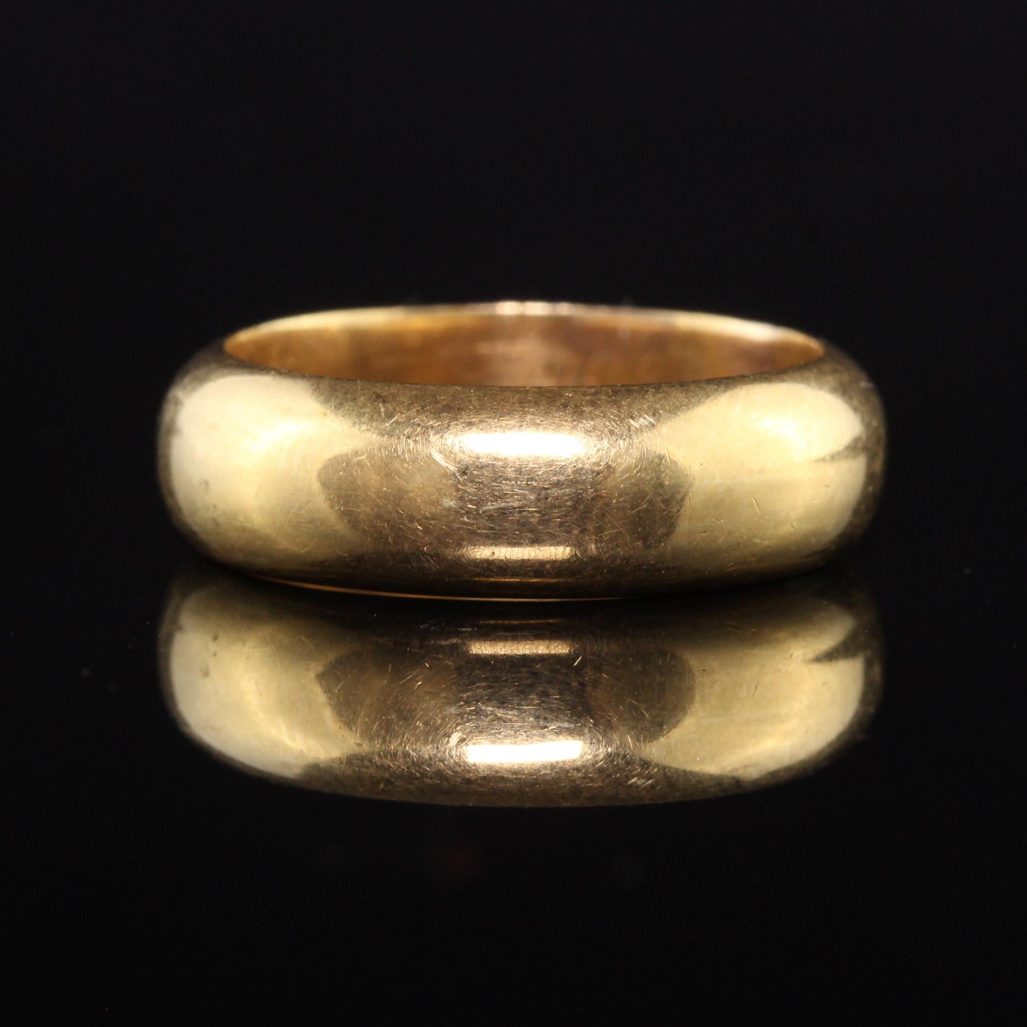Alianza de Boda Antigua Victoriana de Oro Amarillo de 18k Grabado Ancho Victoriano