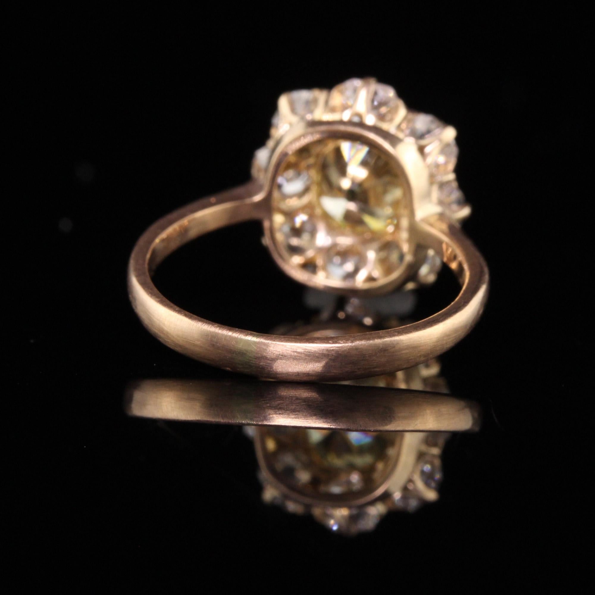 Antiker viktorianischer Verlobungsring aus 18 Karat Gelbgold mit Diamanten im alten Minenschliff - GIA 1