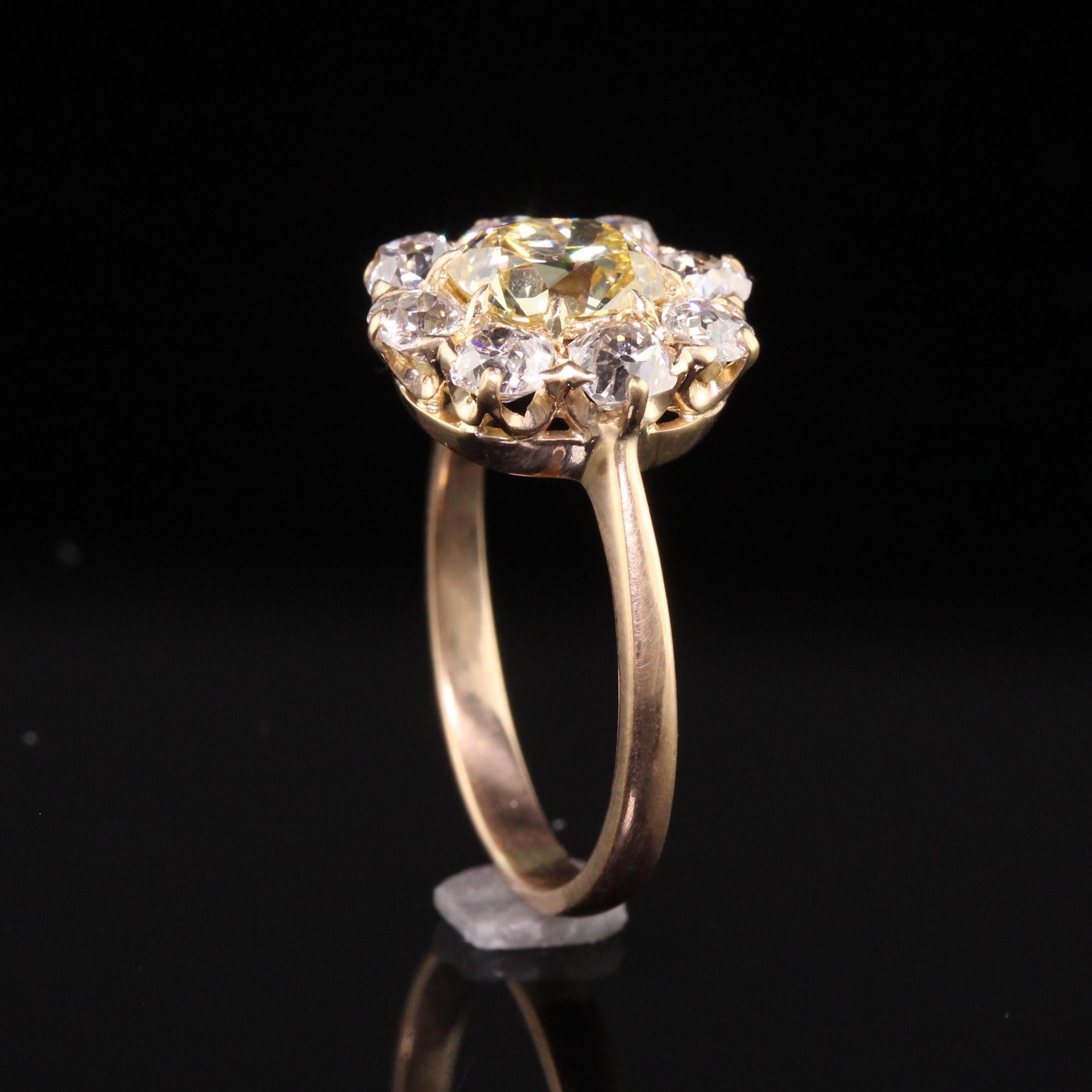 Antiker viktorianischer Verlobungsring aus 18 Karat Gelbgold mit Diamanten im alten Minenschliff - GIA 2