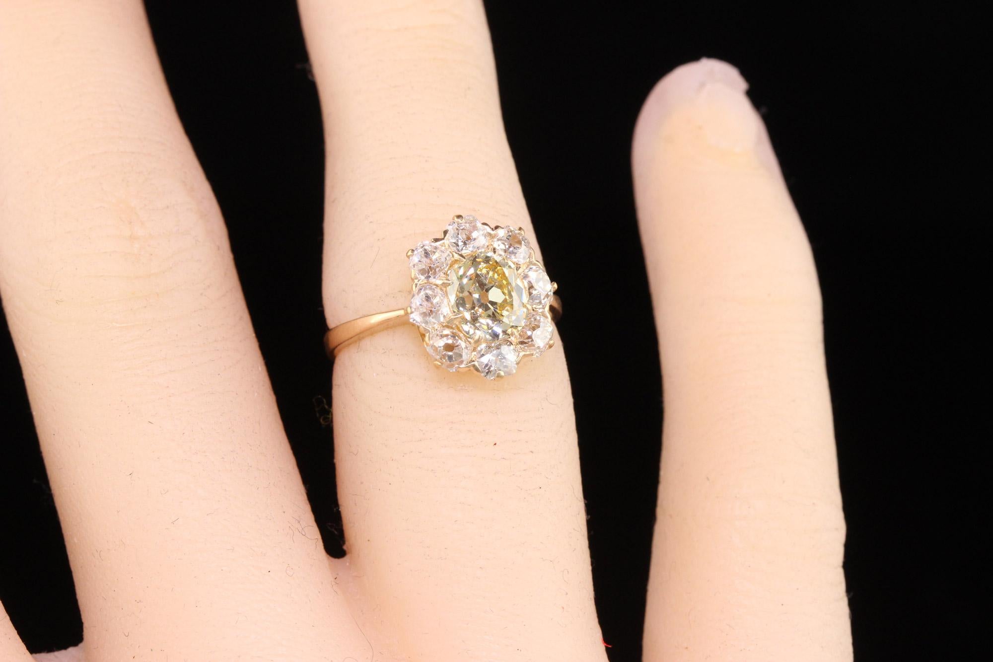 Antiker viktorianischer Verlobungsring aus 18 Karat Gelbgold mit Diamanten im alten Minenschliff - GIA 3
