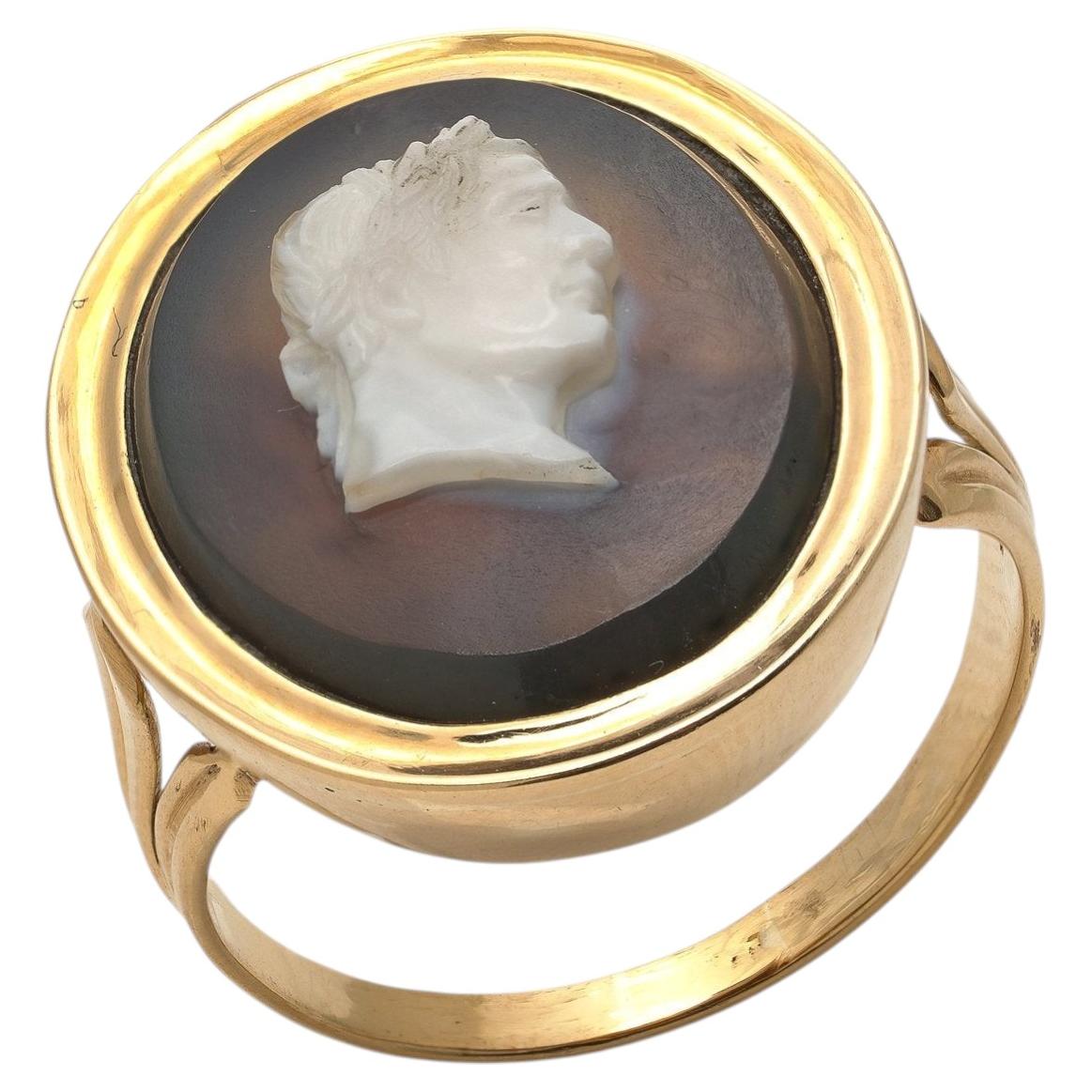Antique Victorian 18KT Gold Cameo Ring, Circa 1885, UK, 7.1g