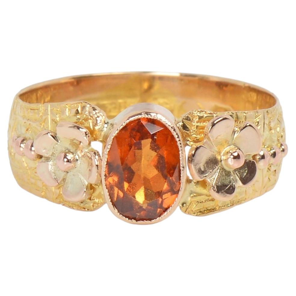 Antiker viktorianischer Ring aus 18-karätigem Gold mit Hessionit-Granat