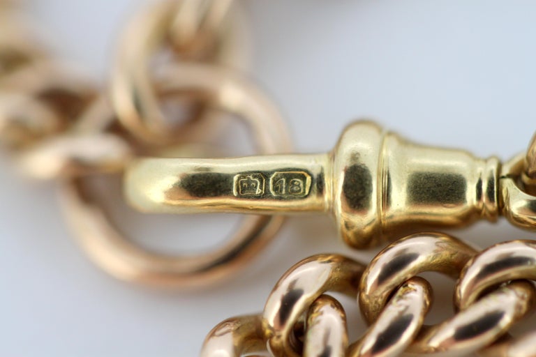 Antique Victorian 18 Karat Yellow Gold Albert Chain, Sheffield, 1880s
