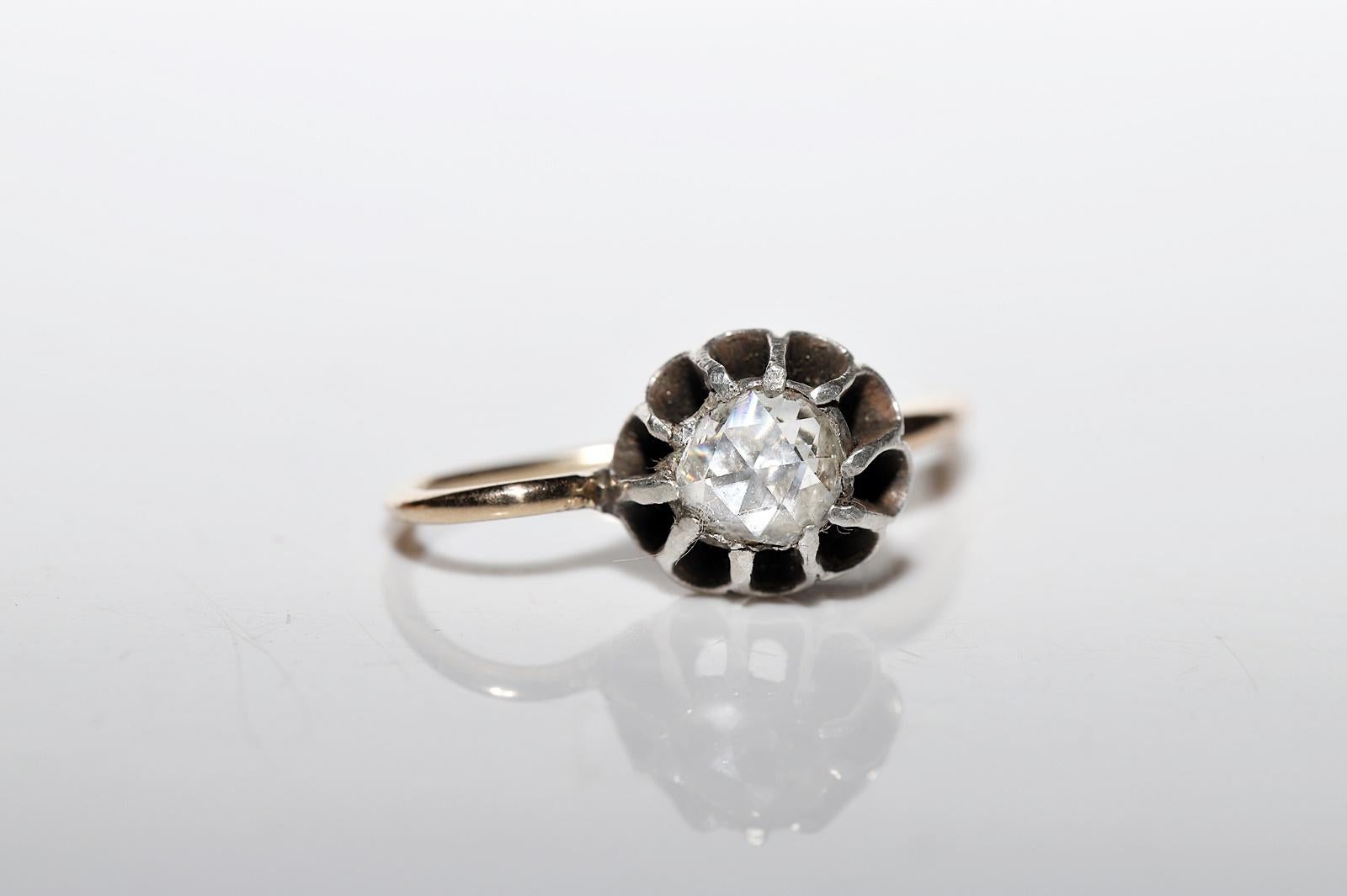 Antiker viktorianischer 1900er Jahre 14k Gold Top Silber natürlicher Diamant-Tropfen-Ohrring im Angebot 8