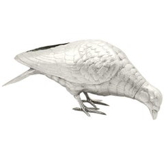 Antique Edwardian 1903 Sterling Silver Rock Dove / Pigeon Sugar Box