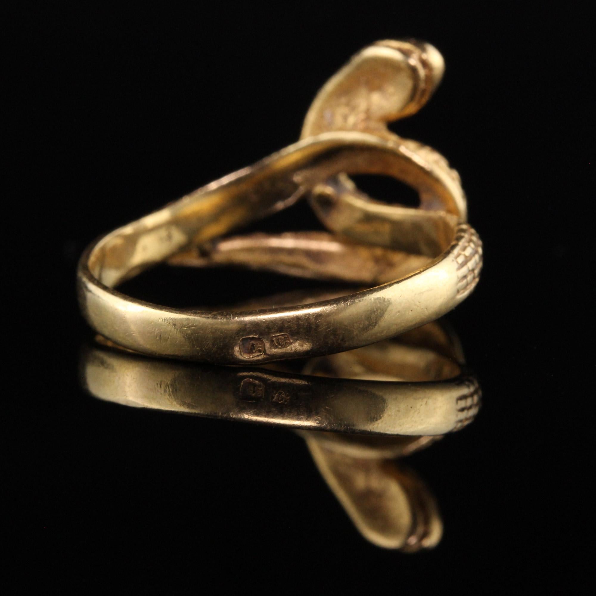 Antique Victorian 19K Yellow Gold Engraved Snake Ring 1