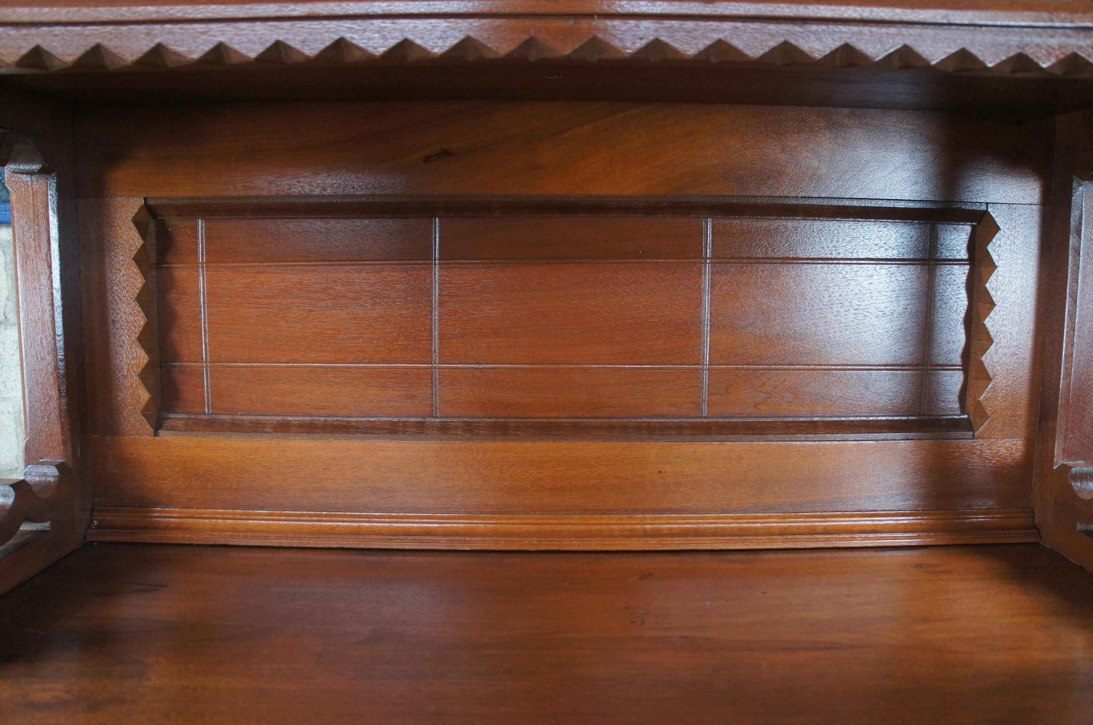 Antique Victorian 19th C. Carved Walnut Sideboard Buffet Bar Back Server Cabinet 3