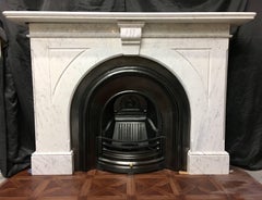 Antique Victorian 19th Century Arched Marble Fireplace Surround