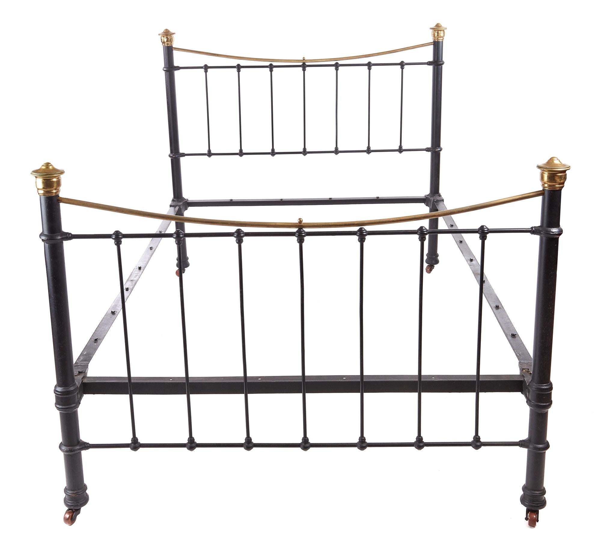 Antique Victorian 19th Century Brass and Iron Bed 2