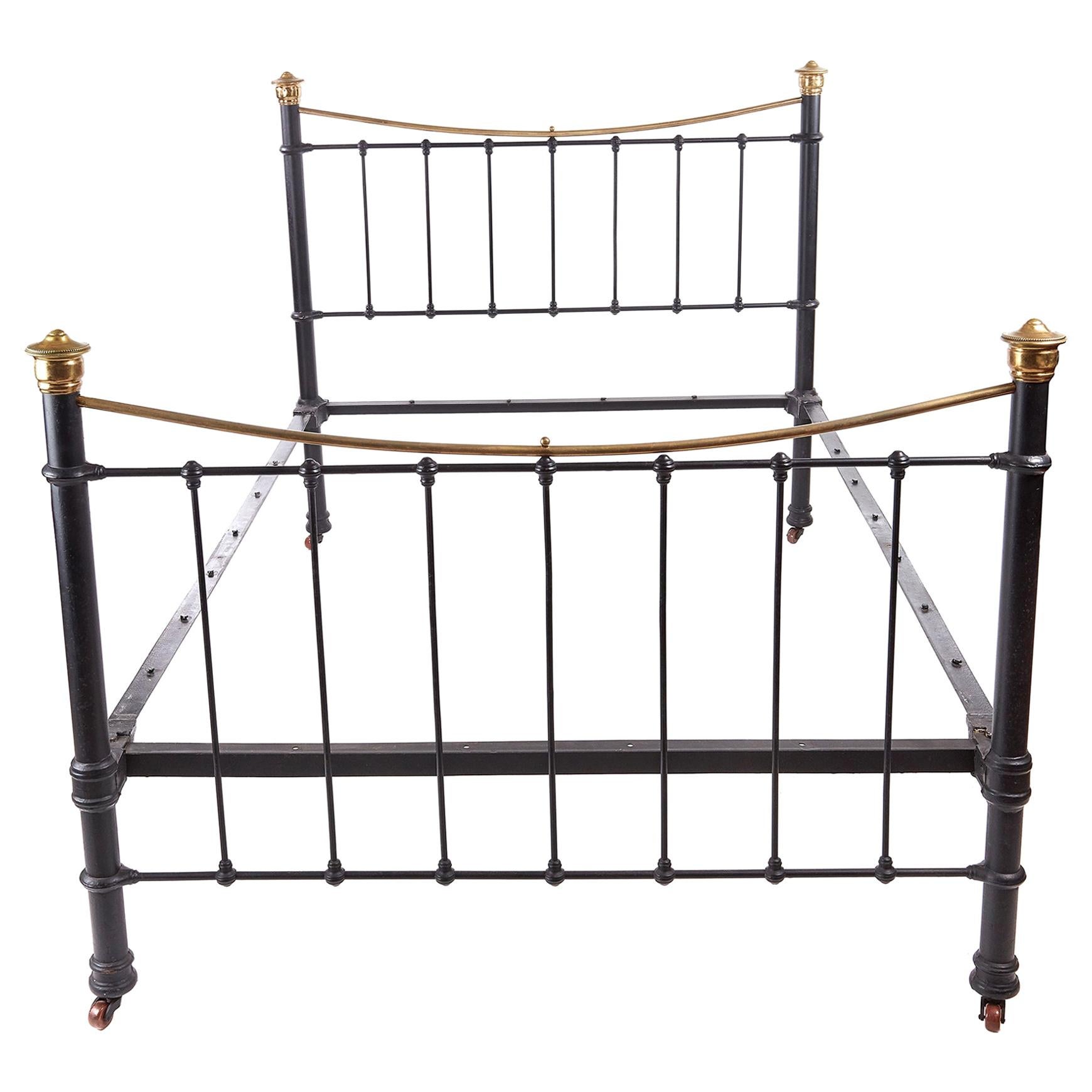 Antique Victorian 19th Century Brass and Iron Bed