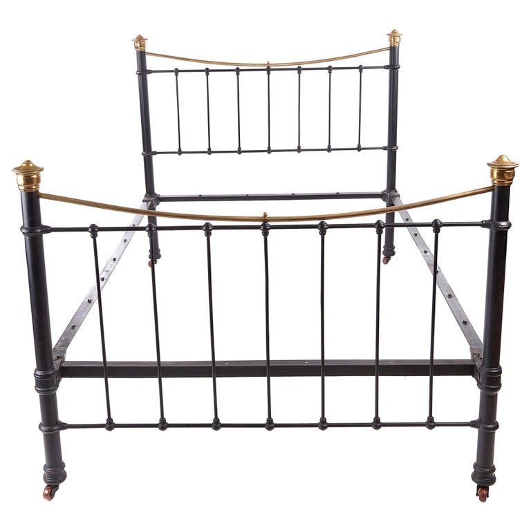 Antique Victorian 19th Century Brass and Iron Bed at 1stDibs