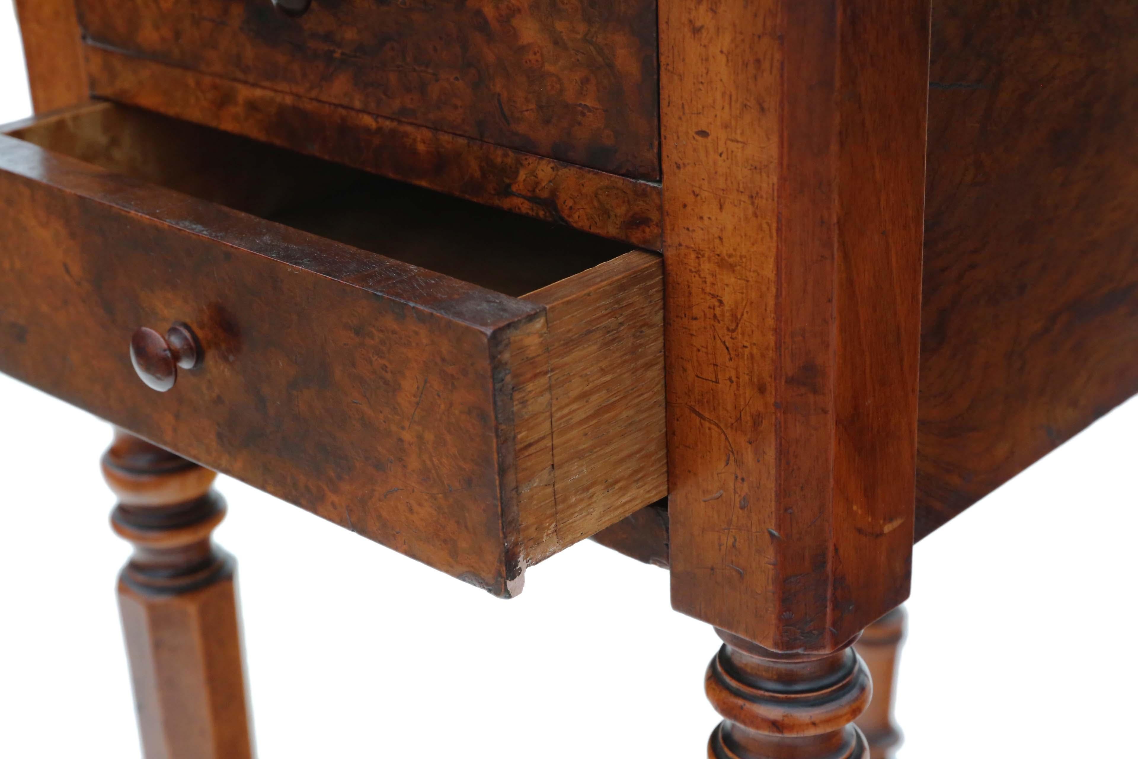 Late 19th Century Antique Victorian 19th Century Burr Walnut Drop Leaf Work Table For Sale