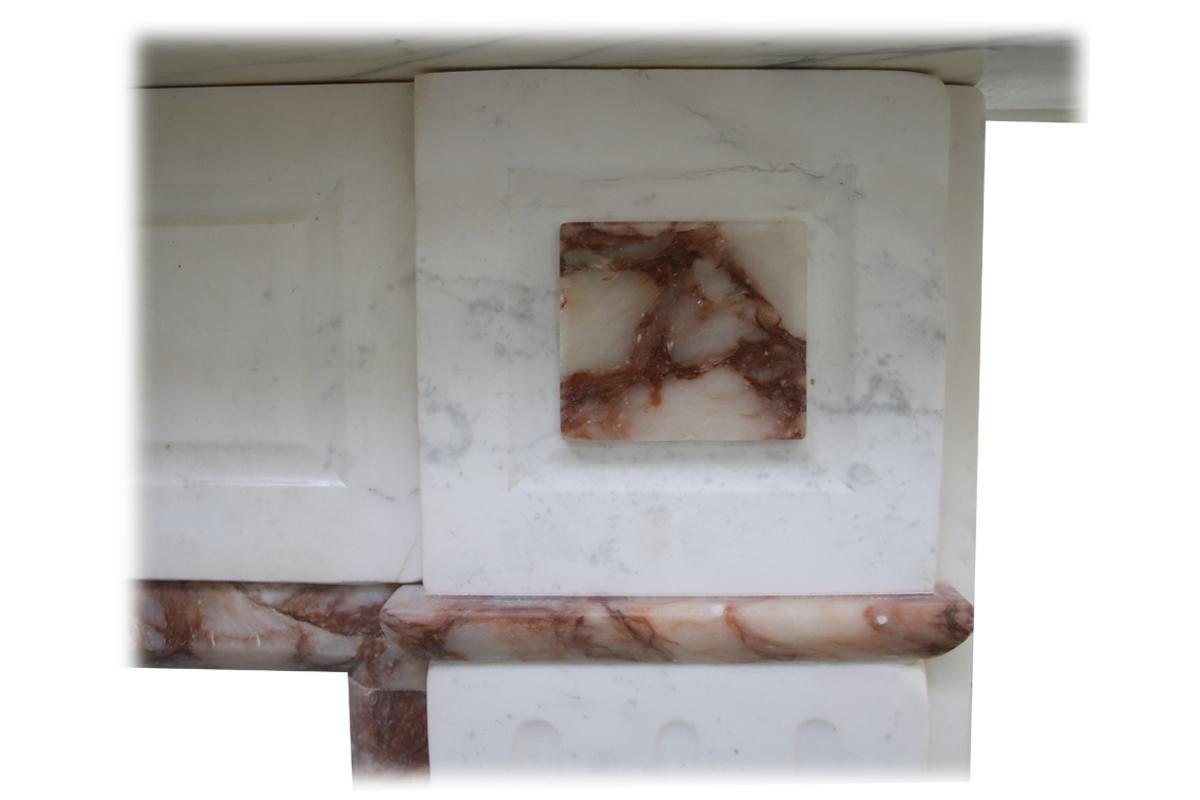 Revestimiento de chimenea antiguo victoriano del siglo XIX de mármol de Carrara y alabastro 2