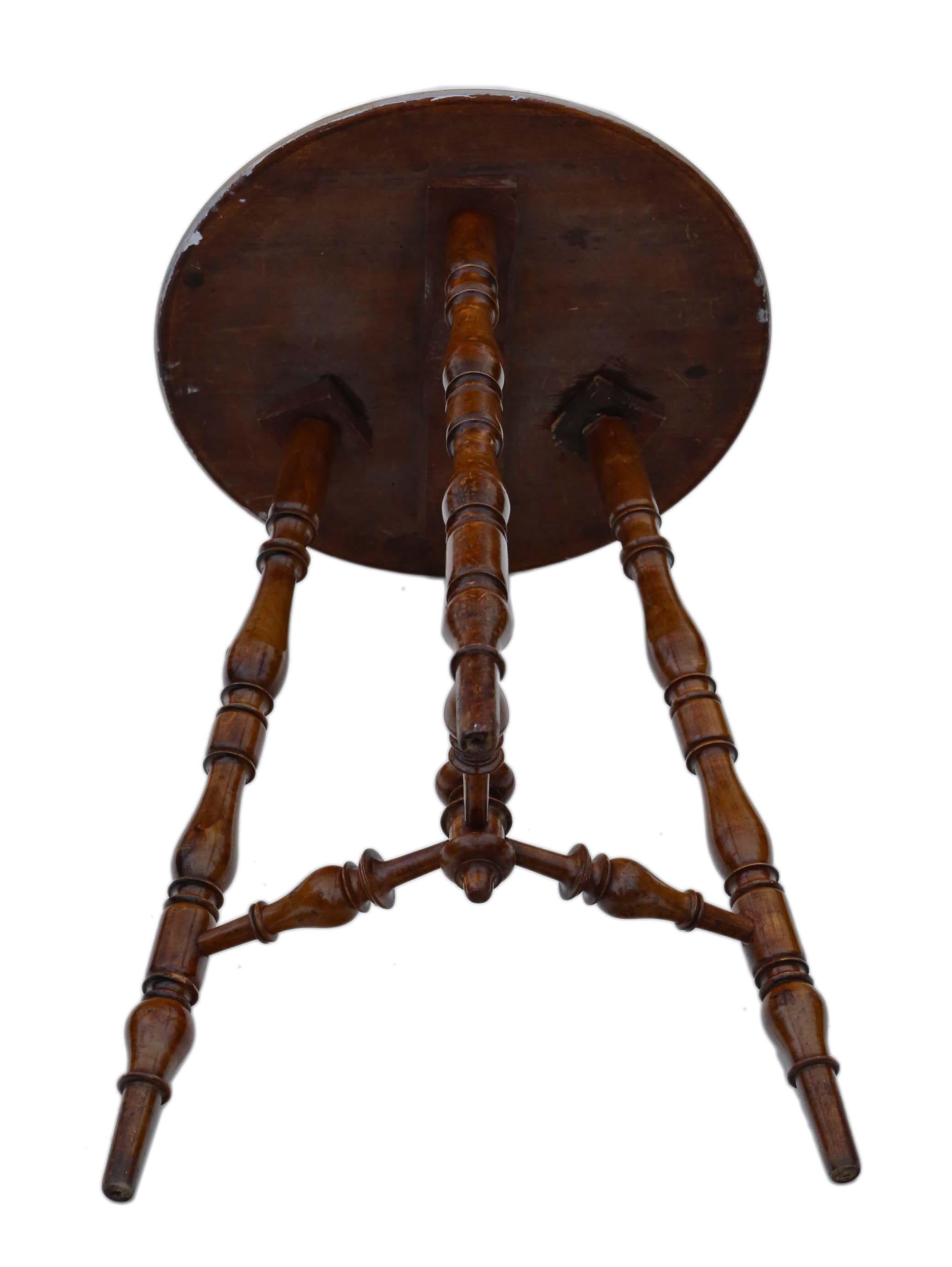 Antique Victorian 19th Century Decorated and Inlaid Beech Cricket Table For Sale 1