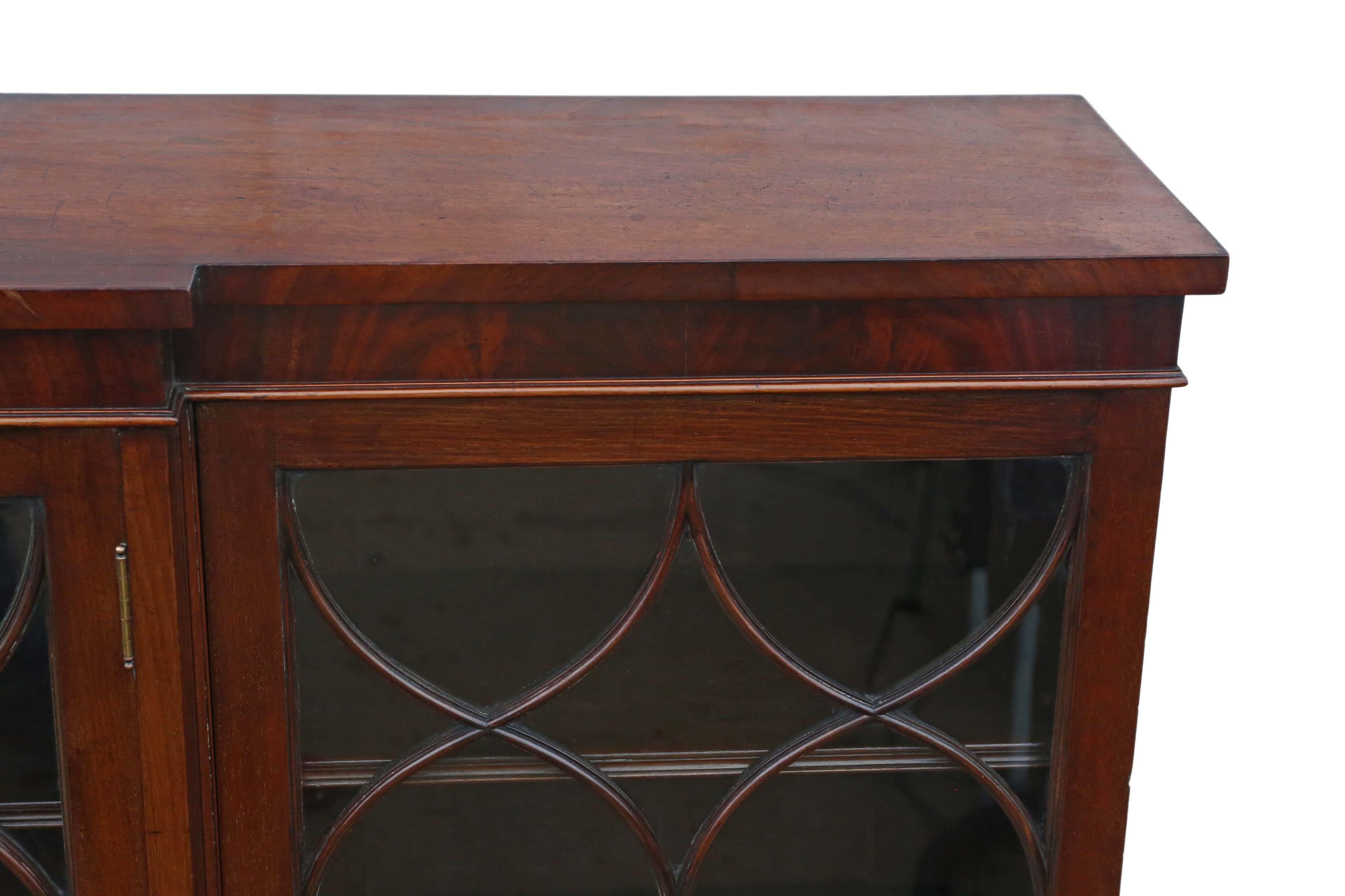 Antique Victorian 19th Century Mahogany Adjustable Glazed Breakfront Bookcase 1