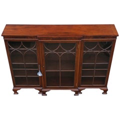 Antique Victorian 19th Century Mahogany Adjustable Glazed Breakfront Bookcase