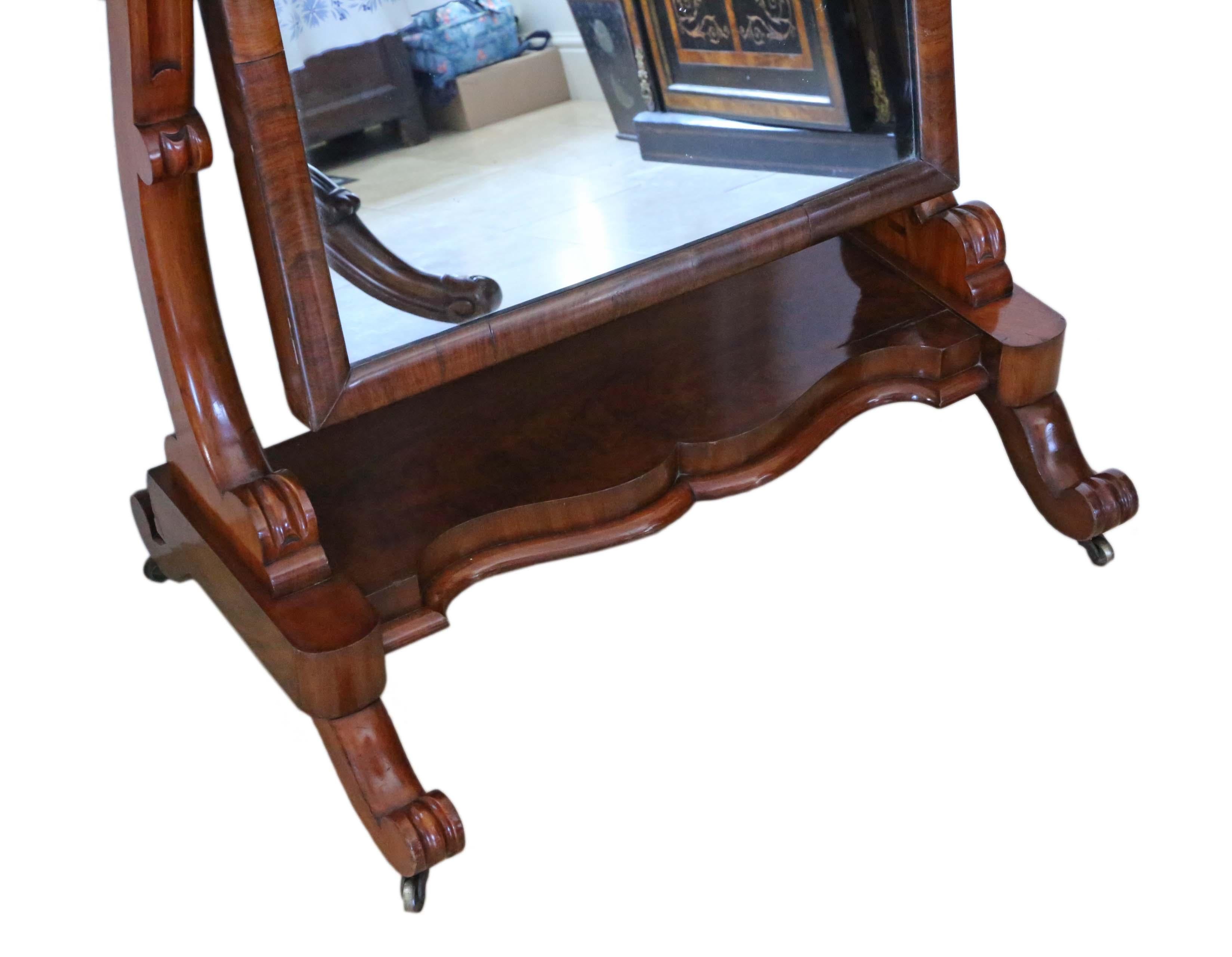 Antiker viktorianischer Cheval-Spiegel aus Mahagoni des 19. Jahrhunderts im Zustand „Gut“ im Angebot in Wisbech, Cambridgeshire