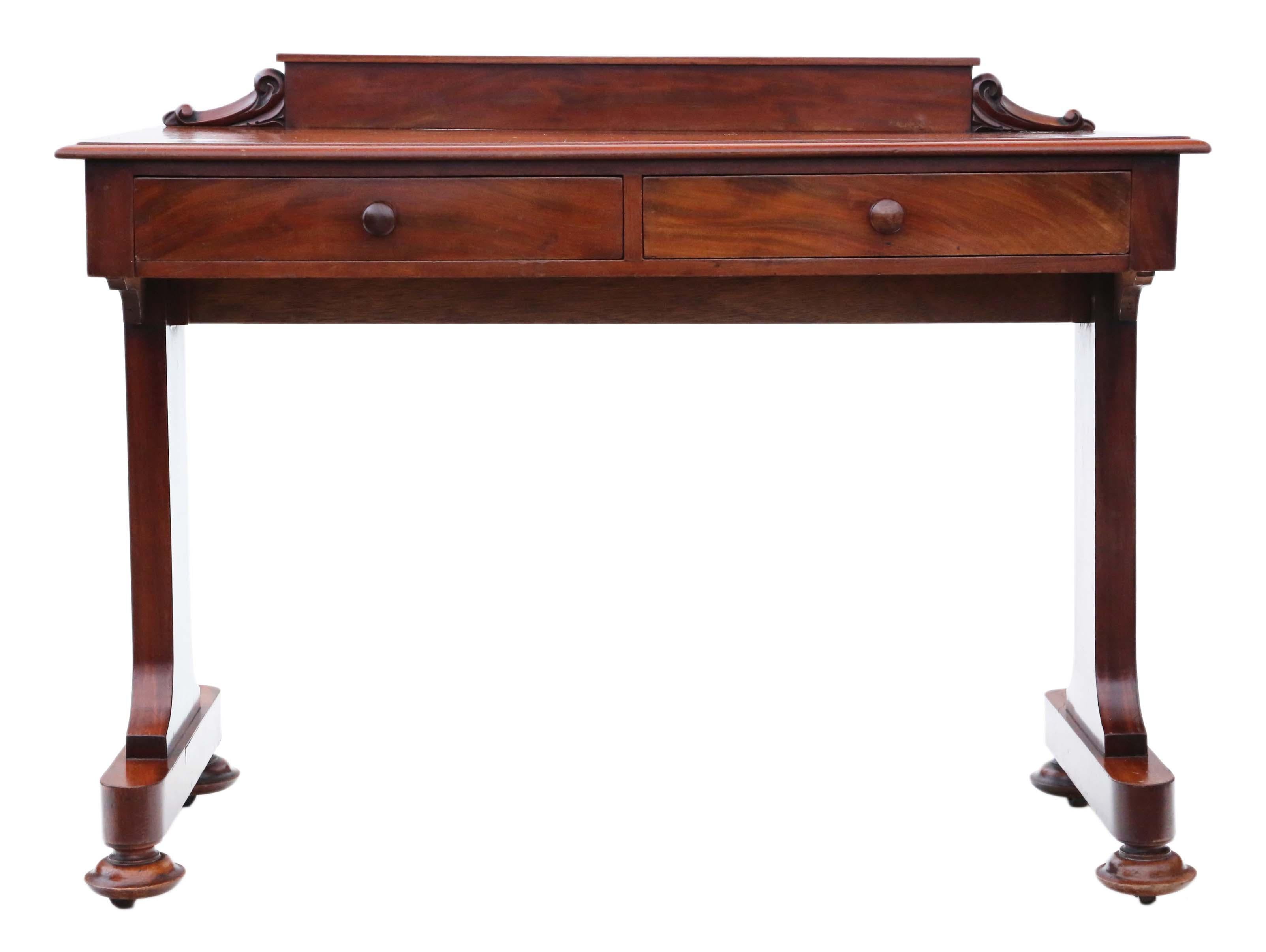 Antique Victorian 19th Century Mahogany Writing Desk Dressing Table In Good Condition In Wisbech, Cambridgeshire