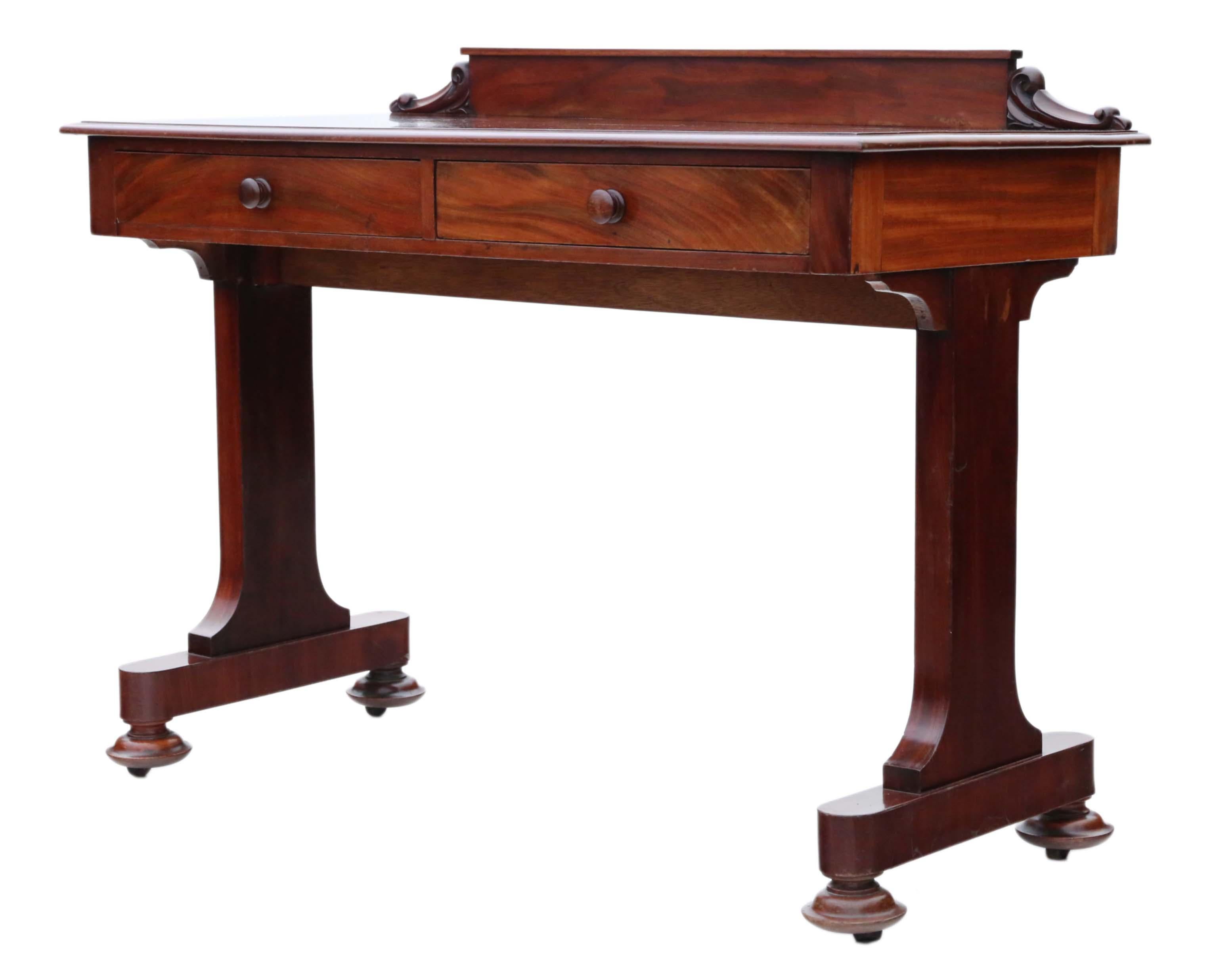 Antique Victorian 19th Century Mahogany Writing Desk Dressing Table 2