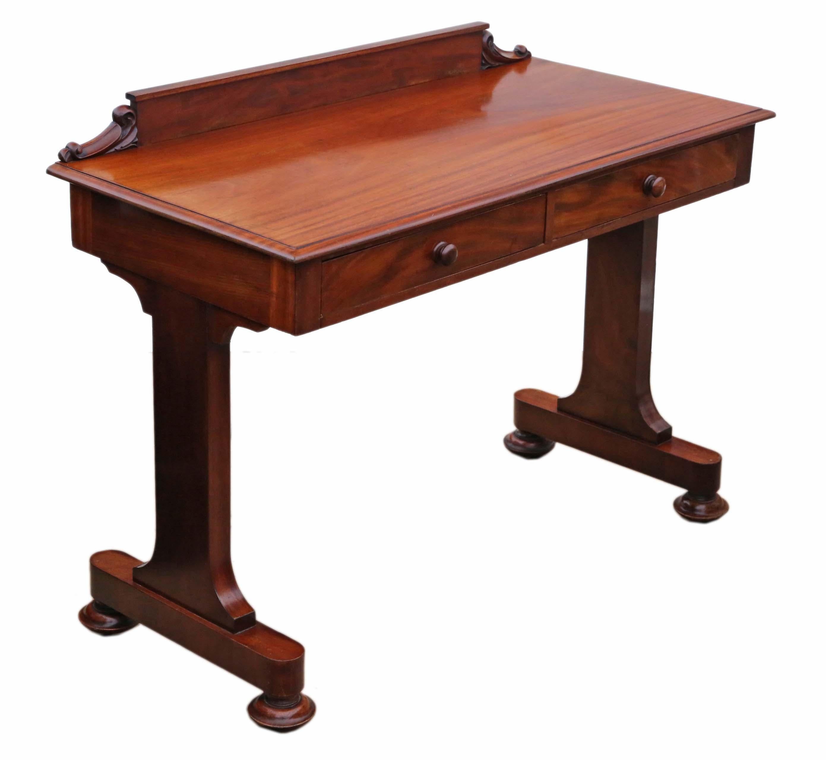 Antique Victorian 19th Century Mahogany Writing Desk Dressing Table 3