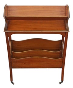 Antique Victorian 19th Century Satin Walnut Bookcase Book Trough