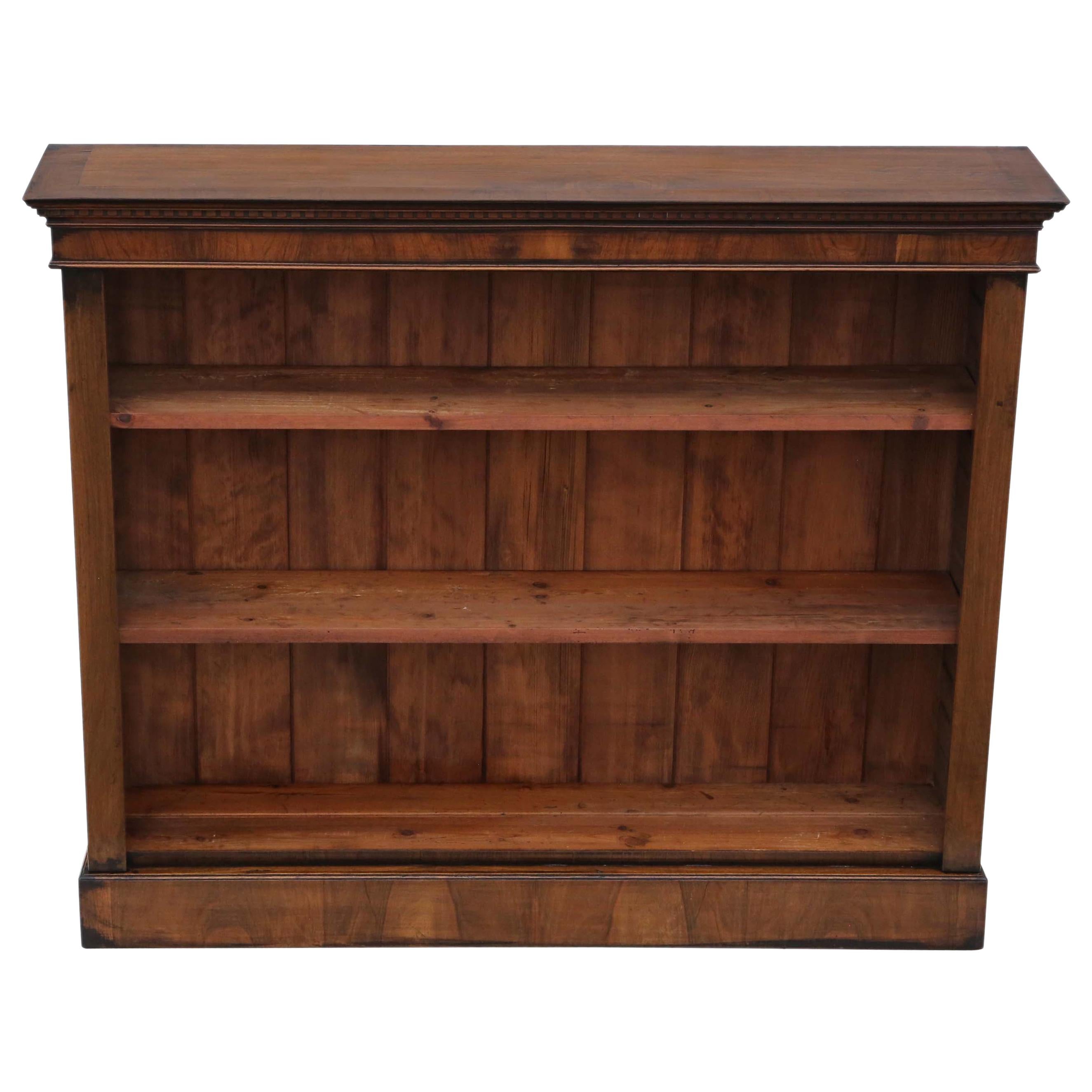 Antique Victorian 19th Century Walnut Adjustable Bookcase
