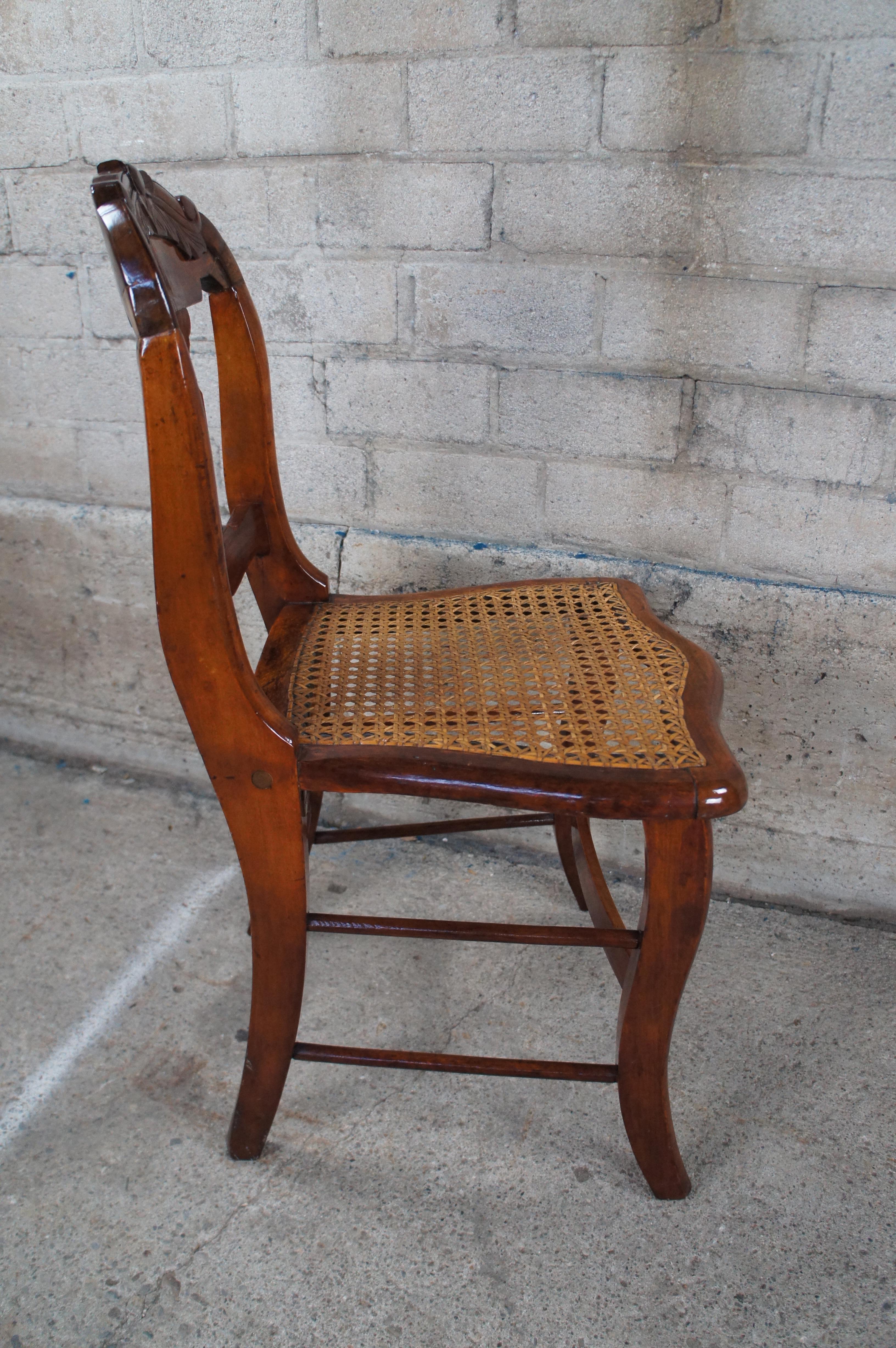Antique Victorian 19th Century Walnut Caned Dining Side Accent Desk Chair 8