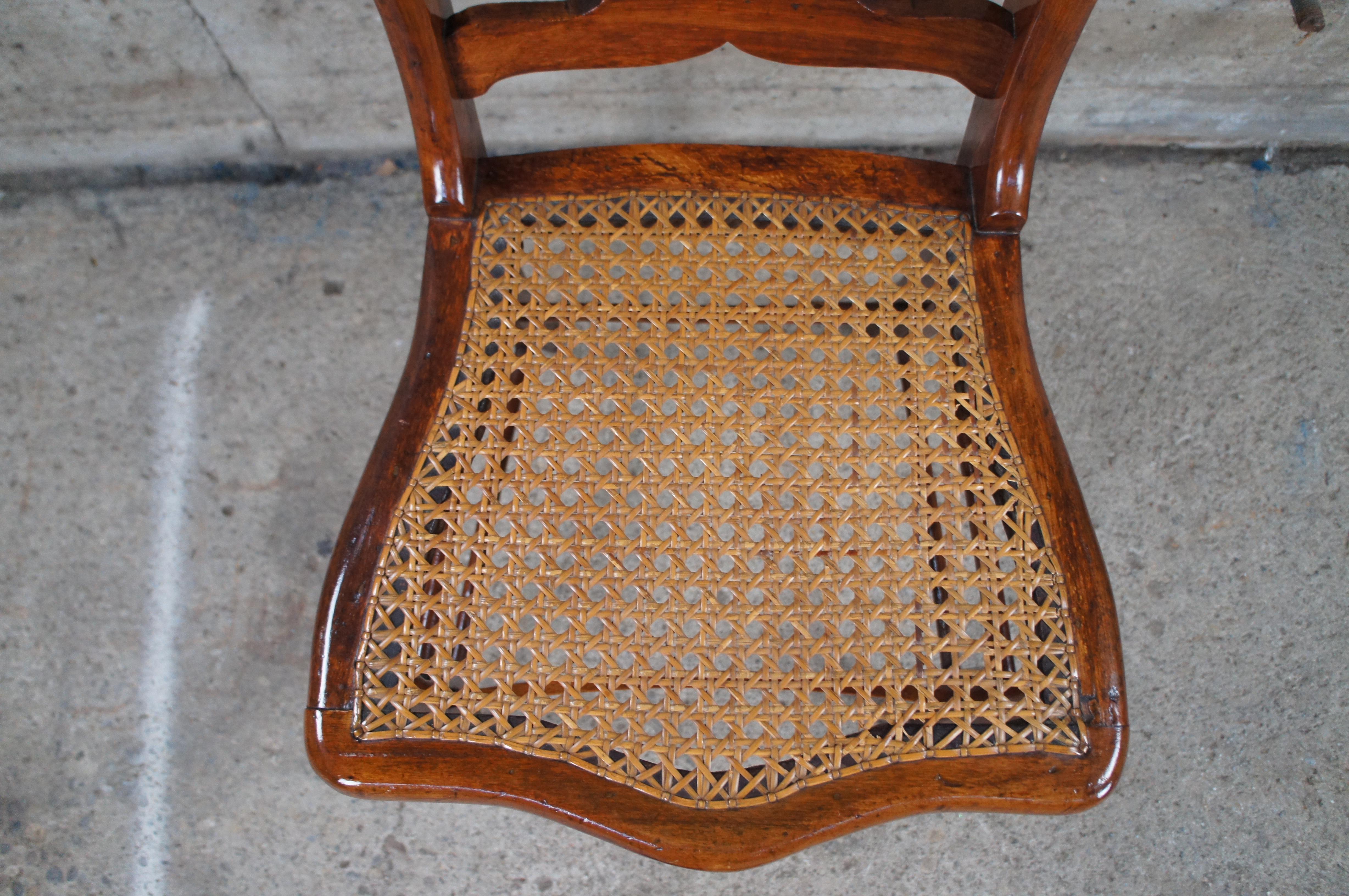 Antique Victorian 19th Century Walnut Caned Dining Side Accent Desk Chair 2