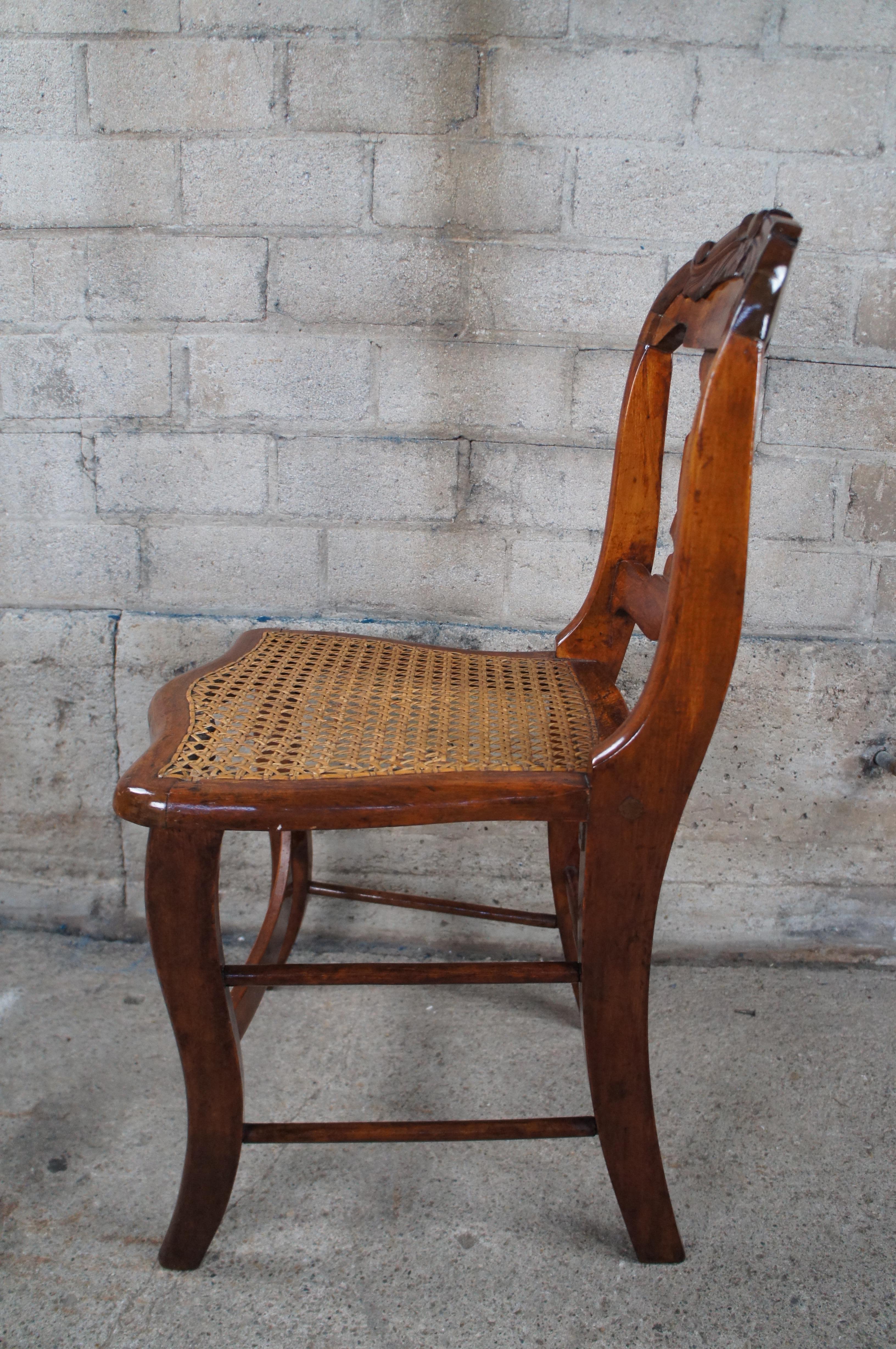 Antique Victorian 19th Century Walnut Caned Dining Side Accent Desk Chair 4