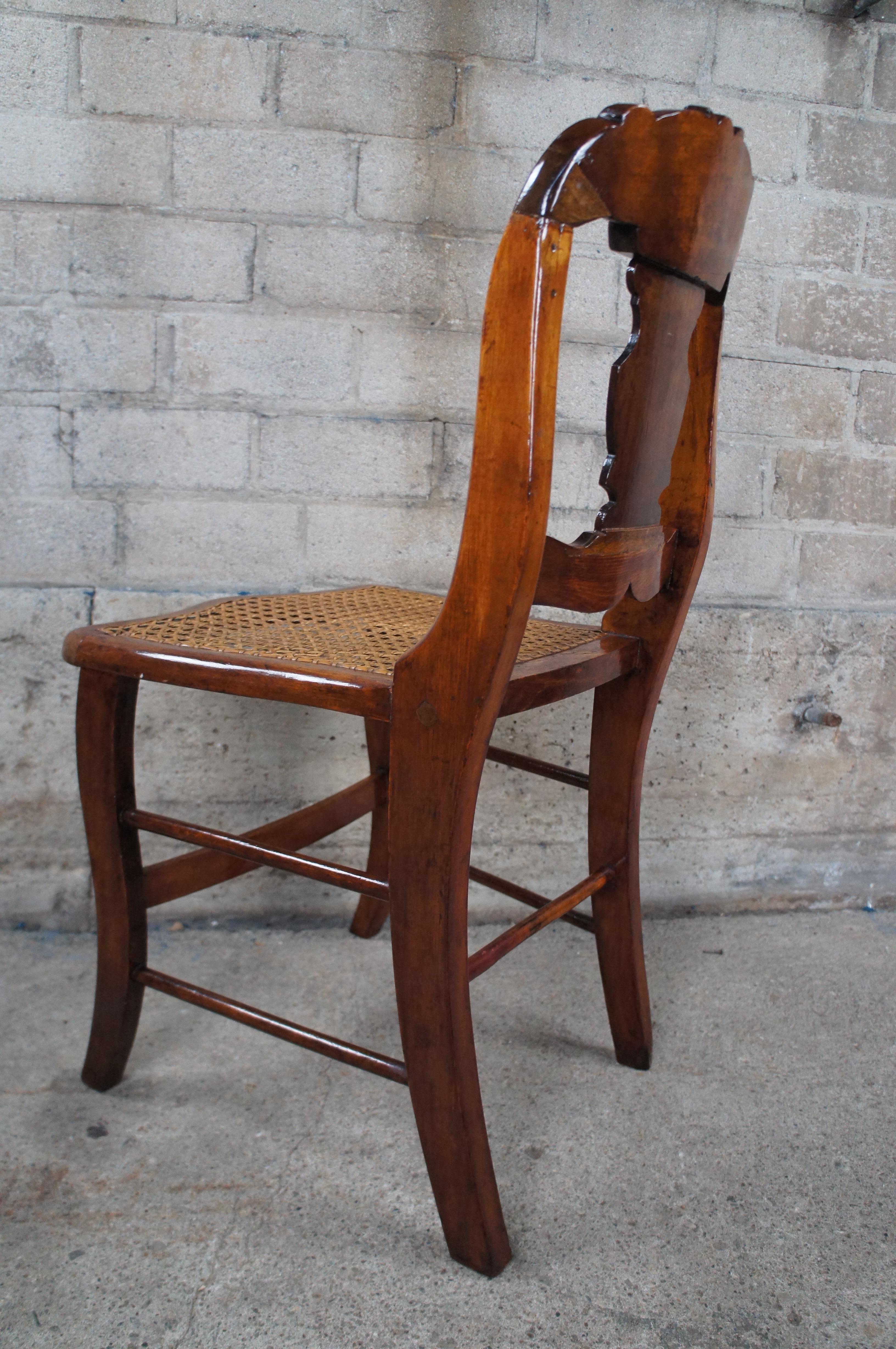 Antique Victorian 19th Century Walnut Caned Dining Side Accent Desk Chair  For Sale 5