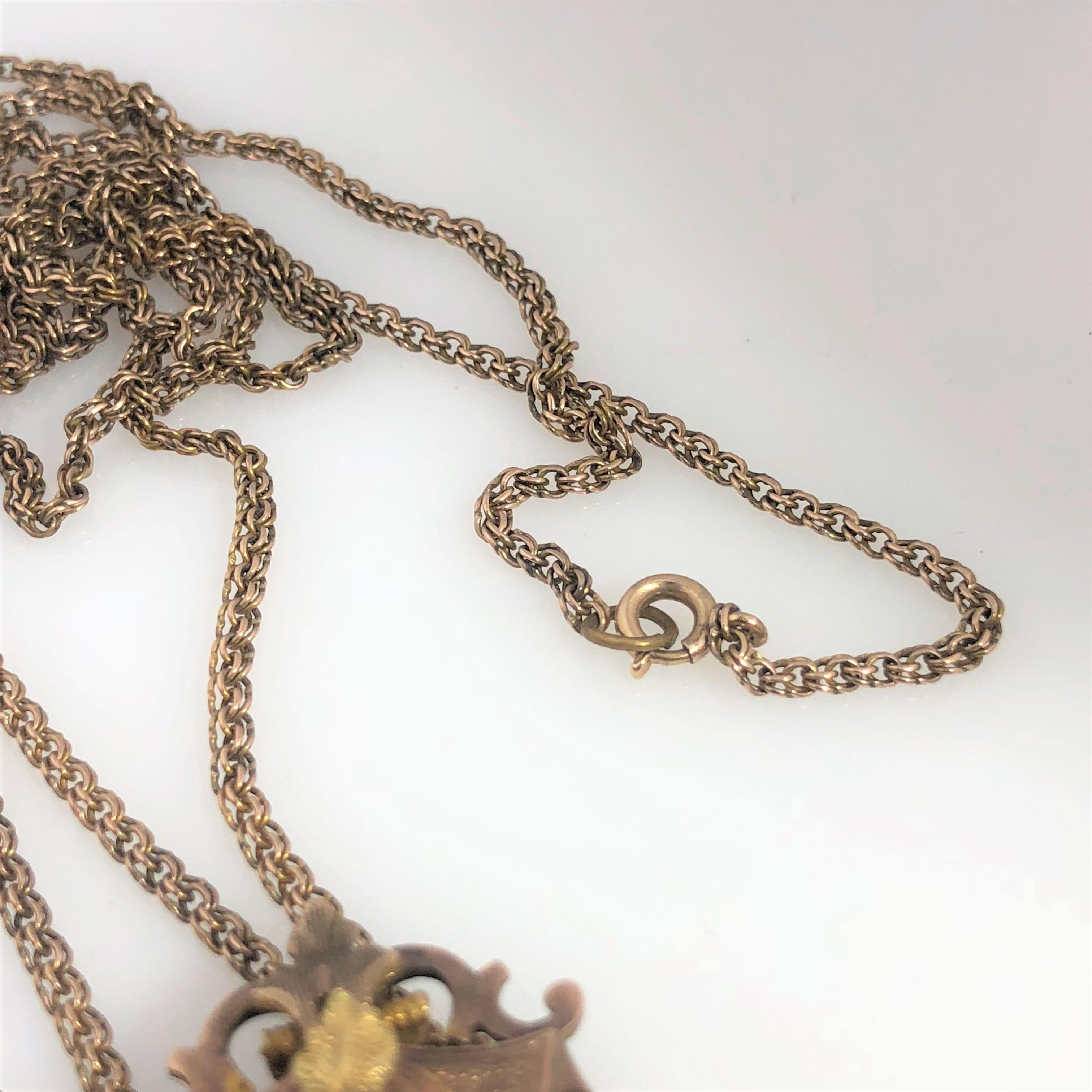 Antique Victorian 2-Tone Gold Seed Pearl Enamel and Tassel Double Chain Necklace 9