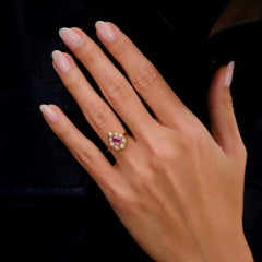 Antique Victorian 20k Gold Pink Sapphire And Pearl Halo Engagement Ring