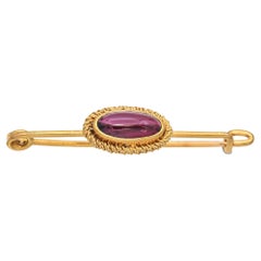 Antique Victorian 20K Yellow Gold 2.86 Ct. Garnet Bar Brooch