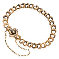Antique Victorian 20k Yellow Gold Enamel Link Bracelet